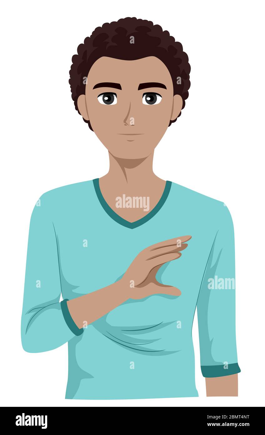 Illustration of a Teenage Guy Showing Police in Sign Language Stock