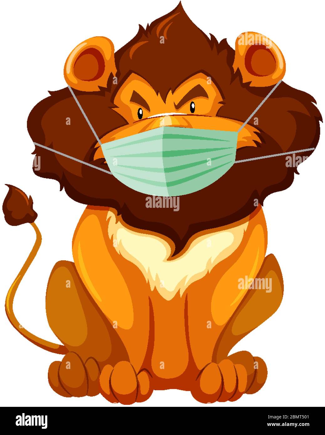 Lion cartoon charater wearing mask illustration Stock Vector