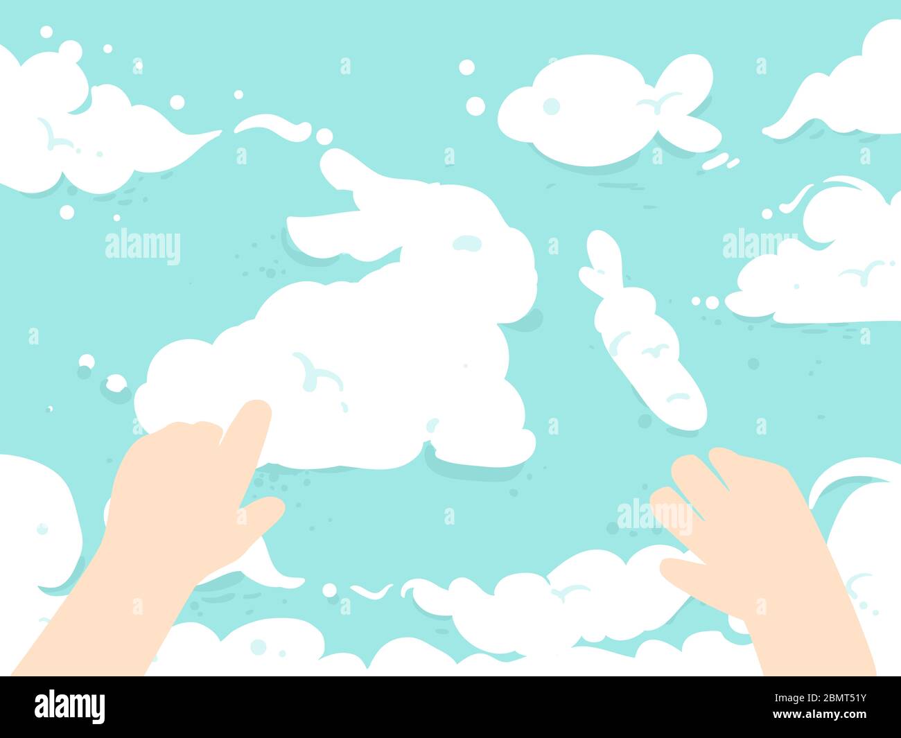 Illustration of Hands of a Kid Forming an Imaginary Rabbit, Carrot and ...