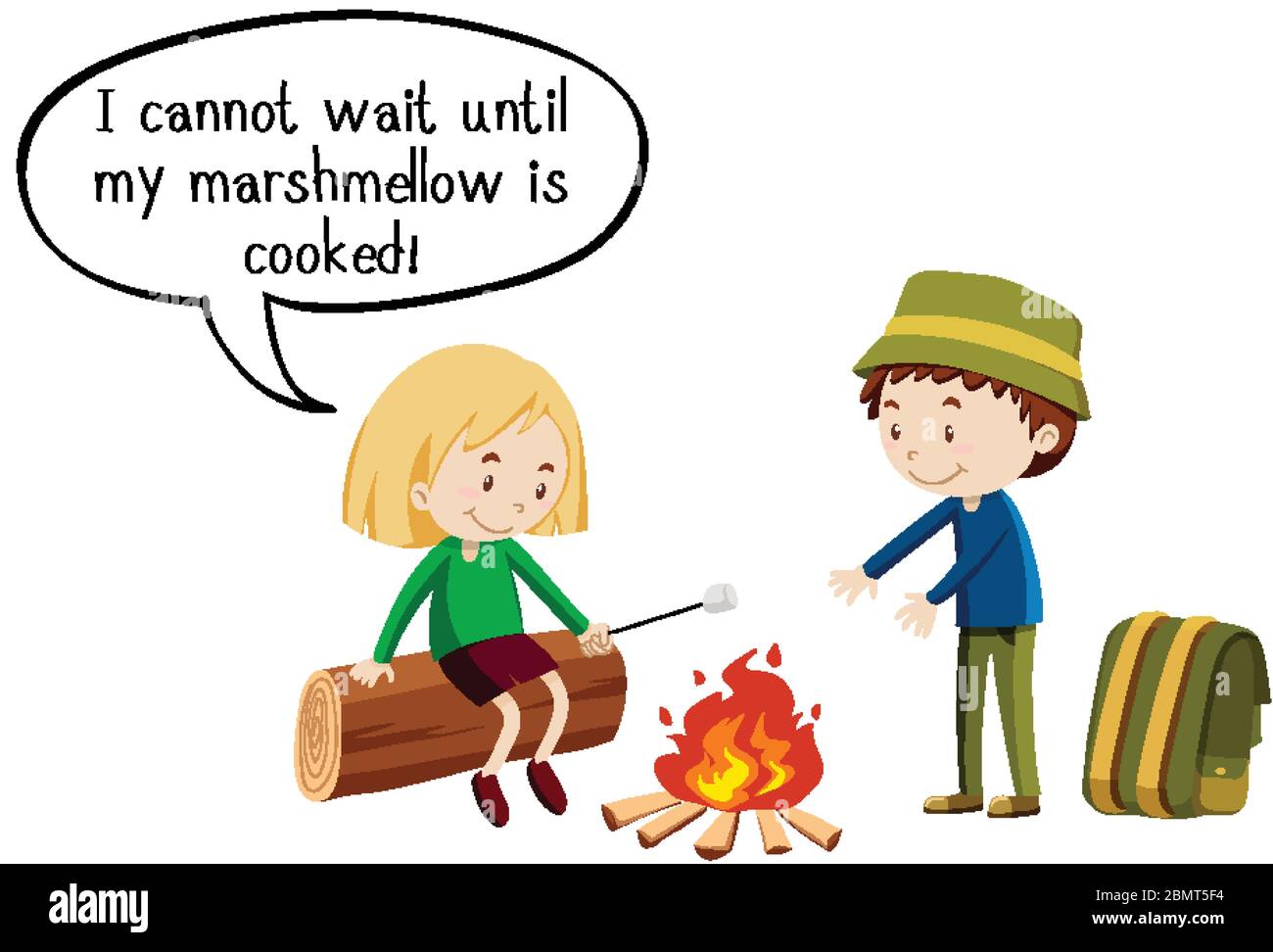 Two kids camping out on white background illustration Stock Vector ...