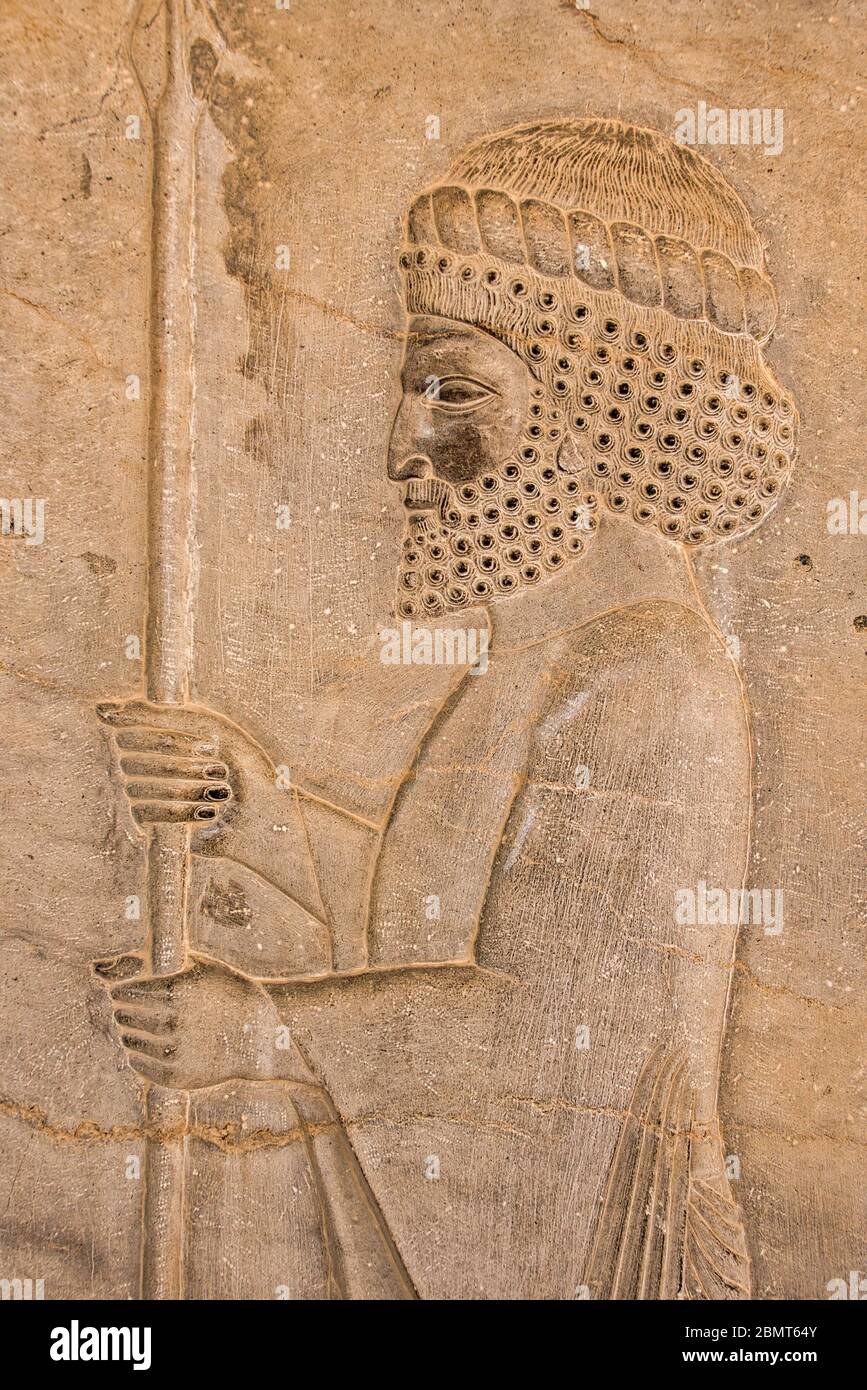Bas-relief in the Apadana Palace, Persepolis, Iran Stock Photo - Alamy