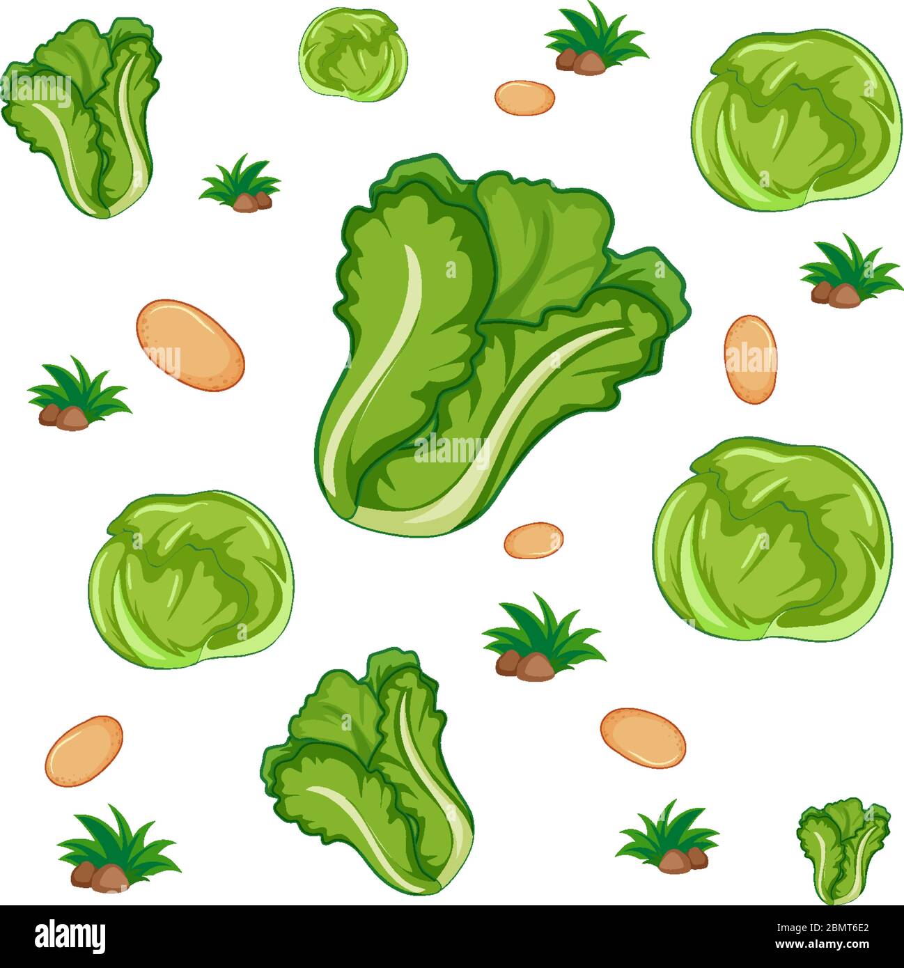 Seamless pattern with cute vegetable on white background illustration ...