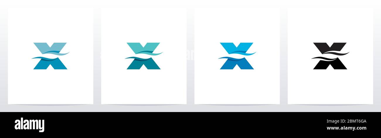 Water Wave On Letter Logo Design Stock Vector
