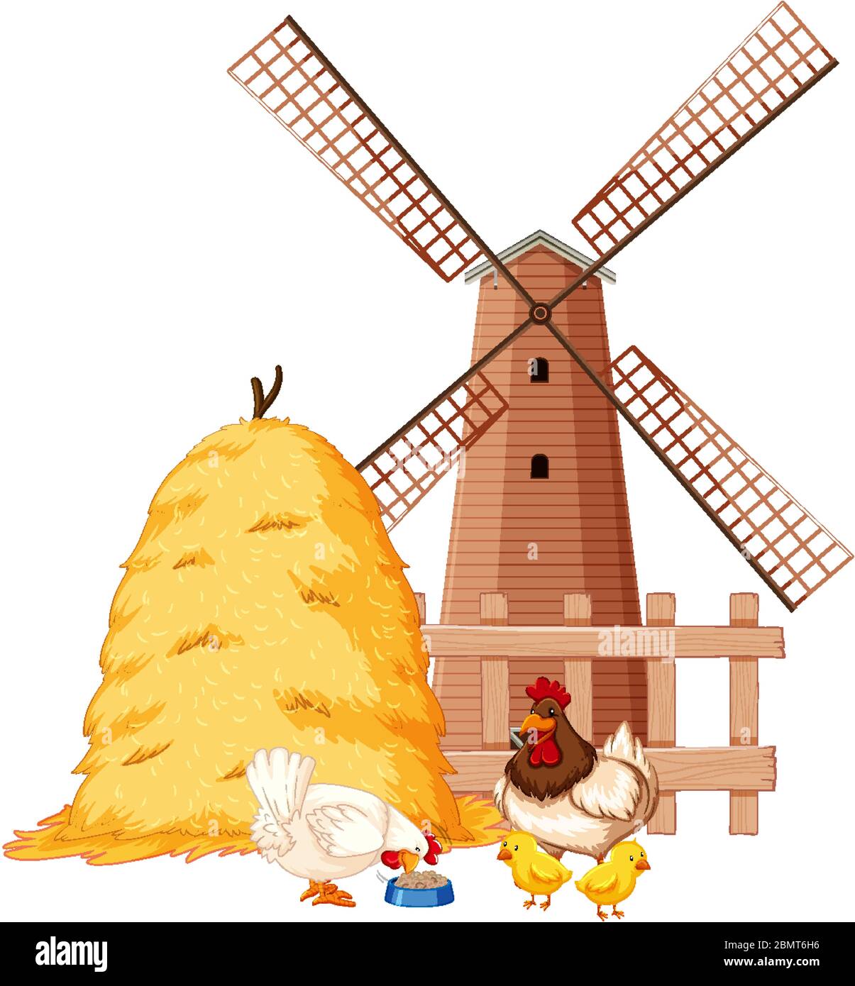 Farm scene with farm animals and barn illustration Stock Vector Image ...