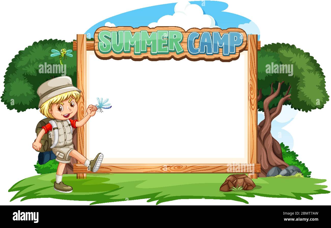Border template design with boy at summer camp background illustration  Stock Vector Image & Art - Alamy