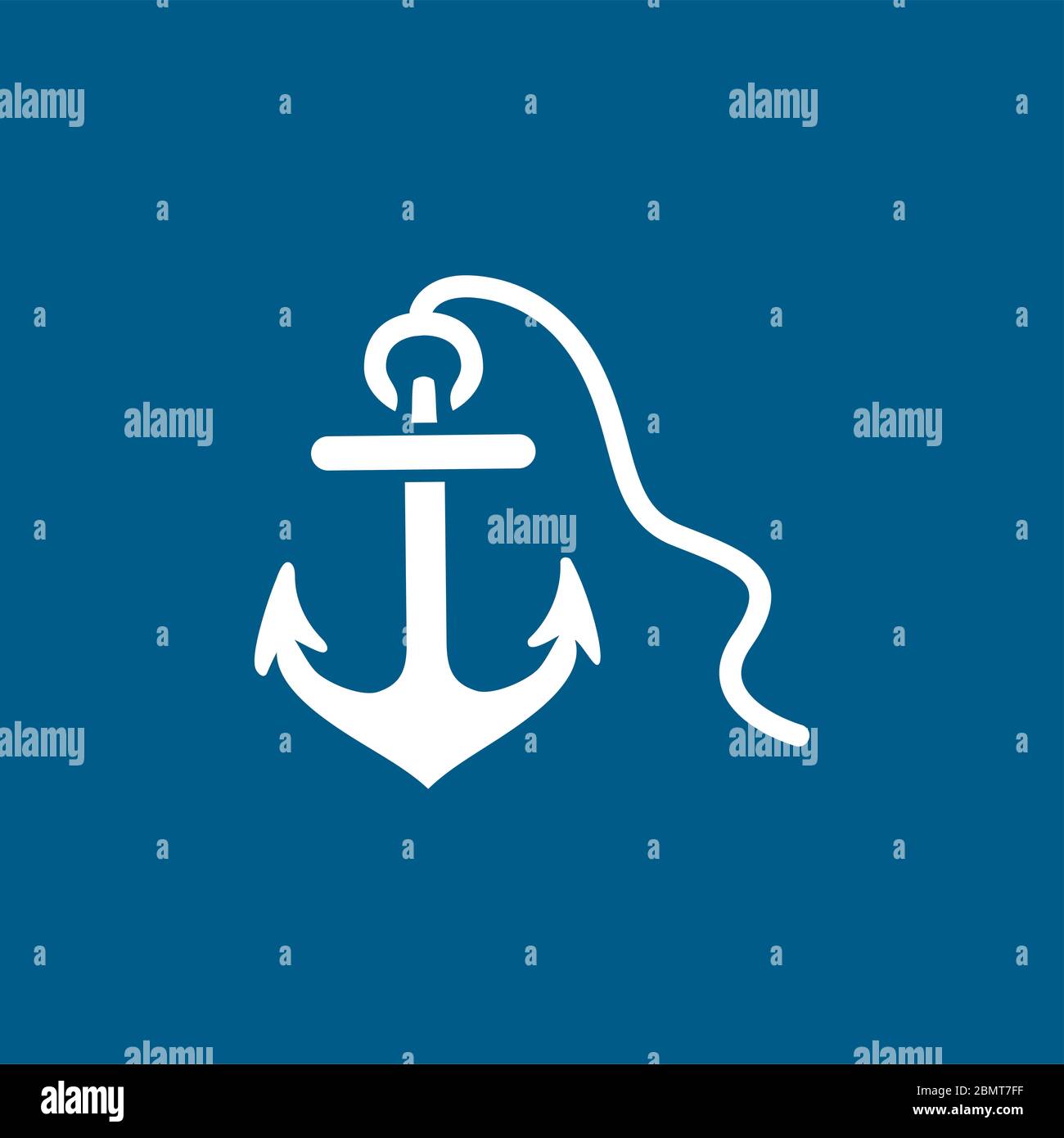 Anchor Icon On Blue Background. Blue Flat Style Vector Illustration ...