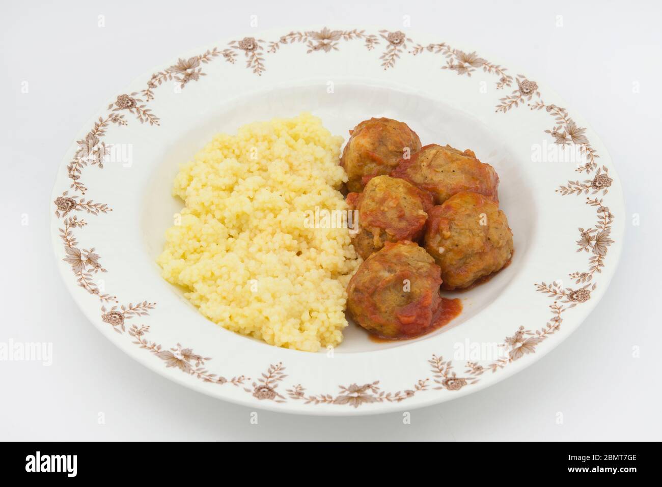 Meatballs with typical Moroccan couscous Stock Photo - Alamy