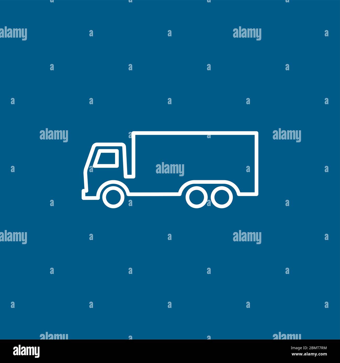 Big Truck Line Icon On Blue Background. Blue Flat Style Vector ...