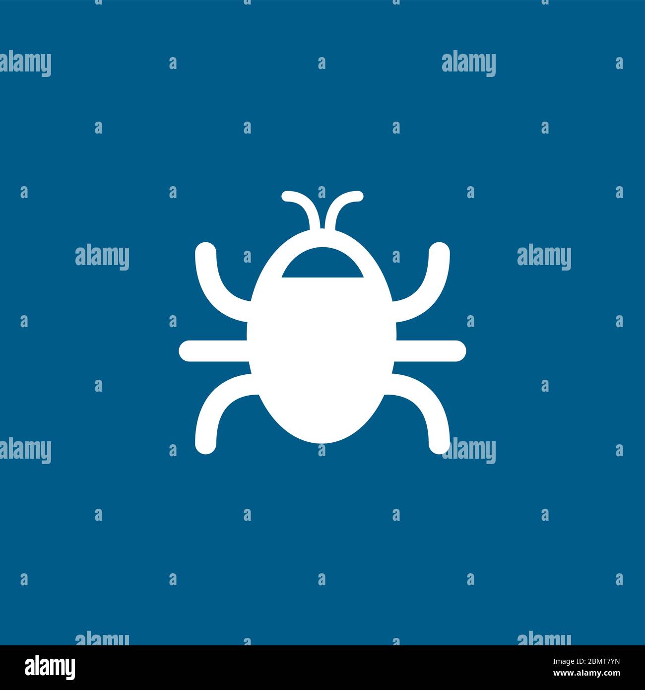 Bug Icon On Blue Background. Blue Flat Style Vector Illustration Stock ...