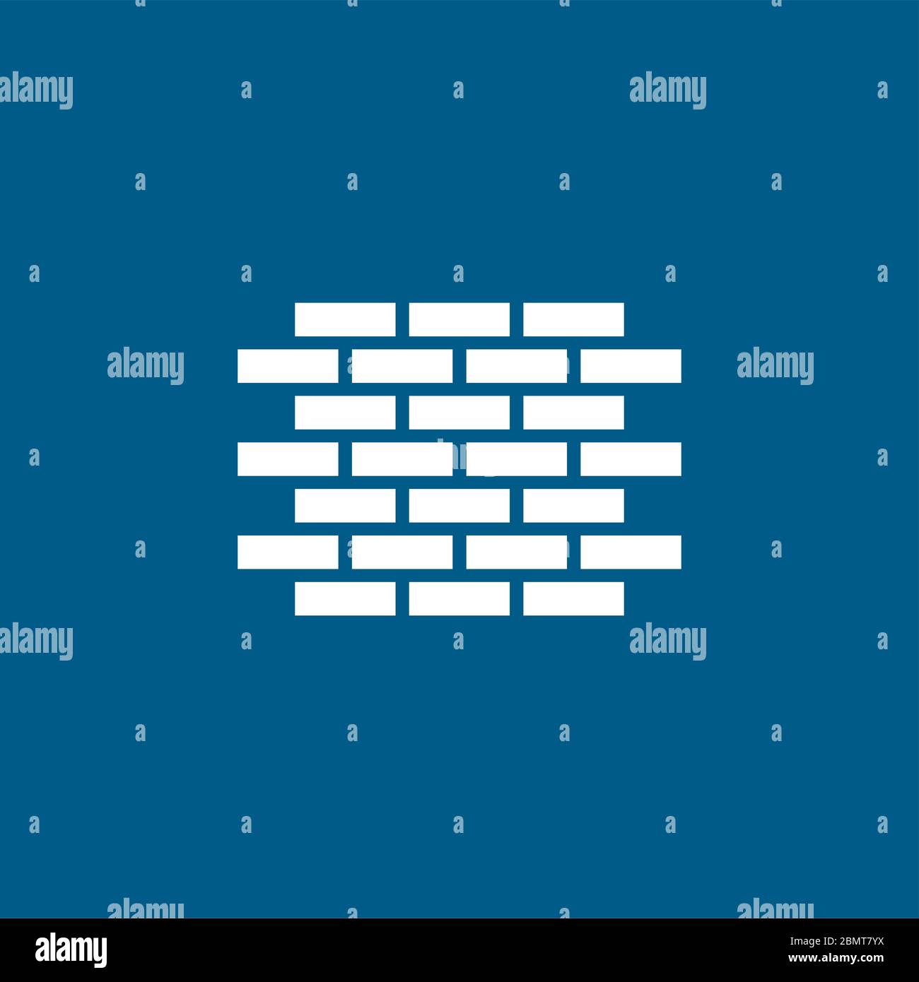 Brick Wall Icon On Blue Background. Blue Flat Style Vector Illustration ...