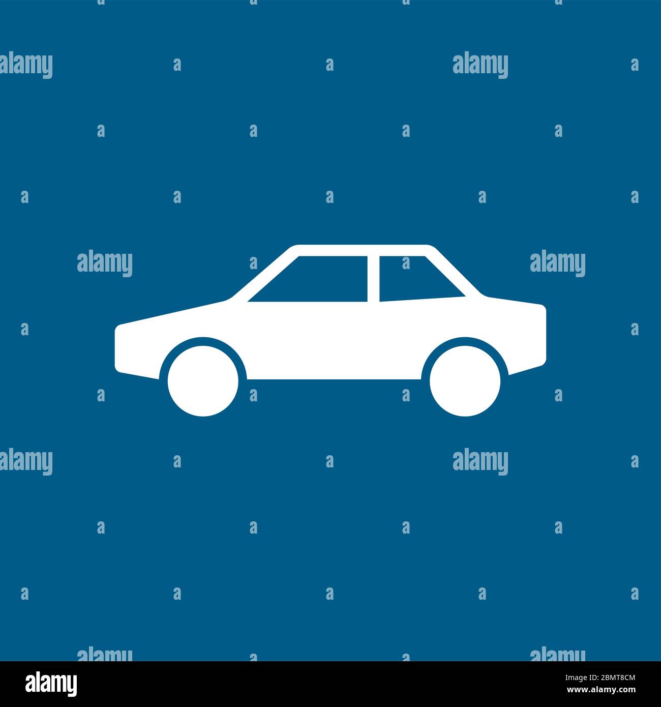 Car Icon On Blue Background. Blue Flat Style Vector Illustration Stock ...