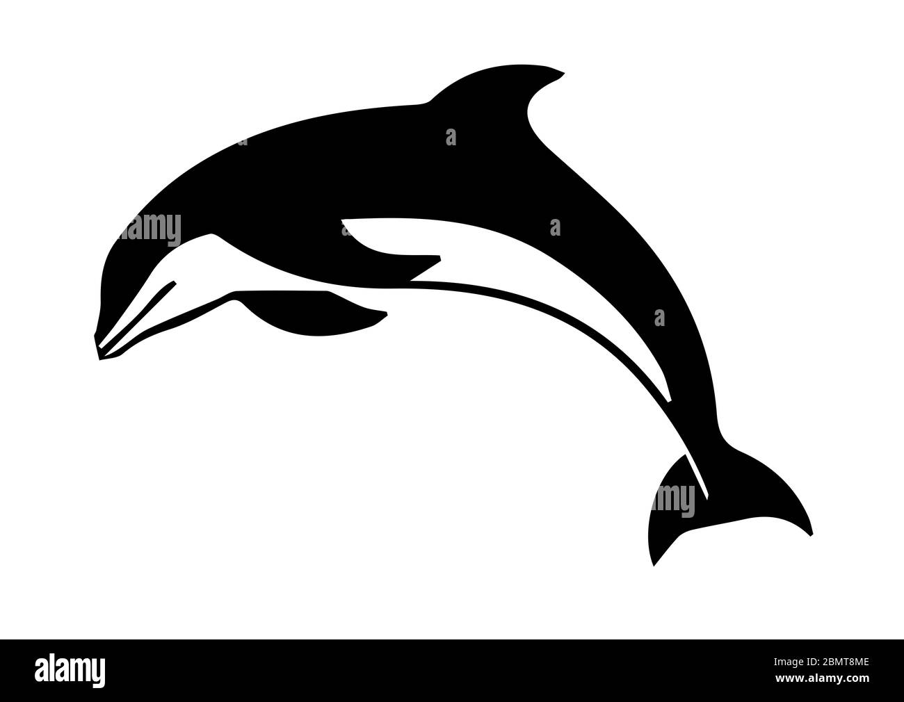 Silhouette of dolphin fish on white background Stock Photo