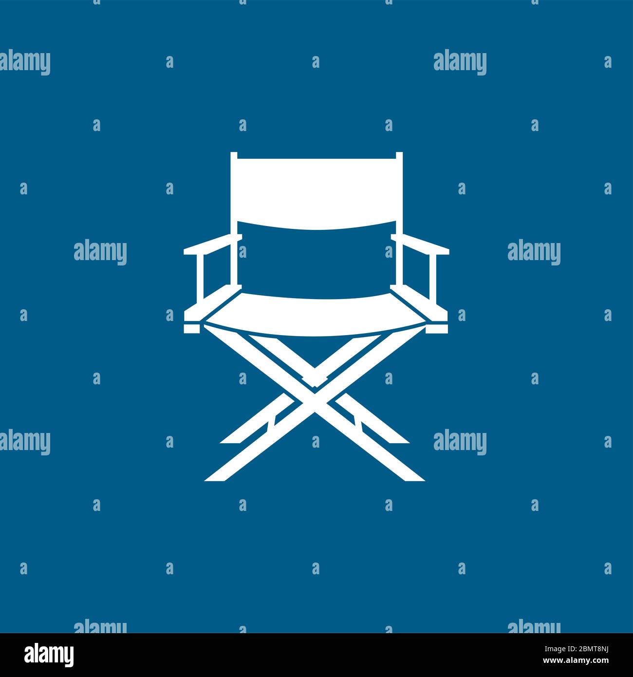 Director Chair Icon On Blue Background. Blue Flat Style Vector