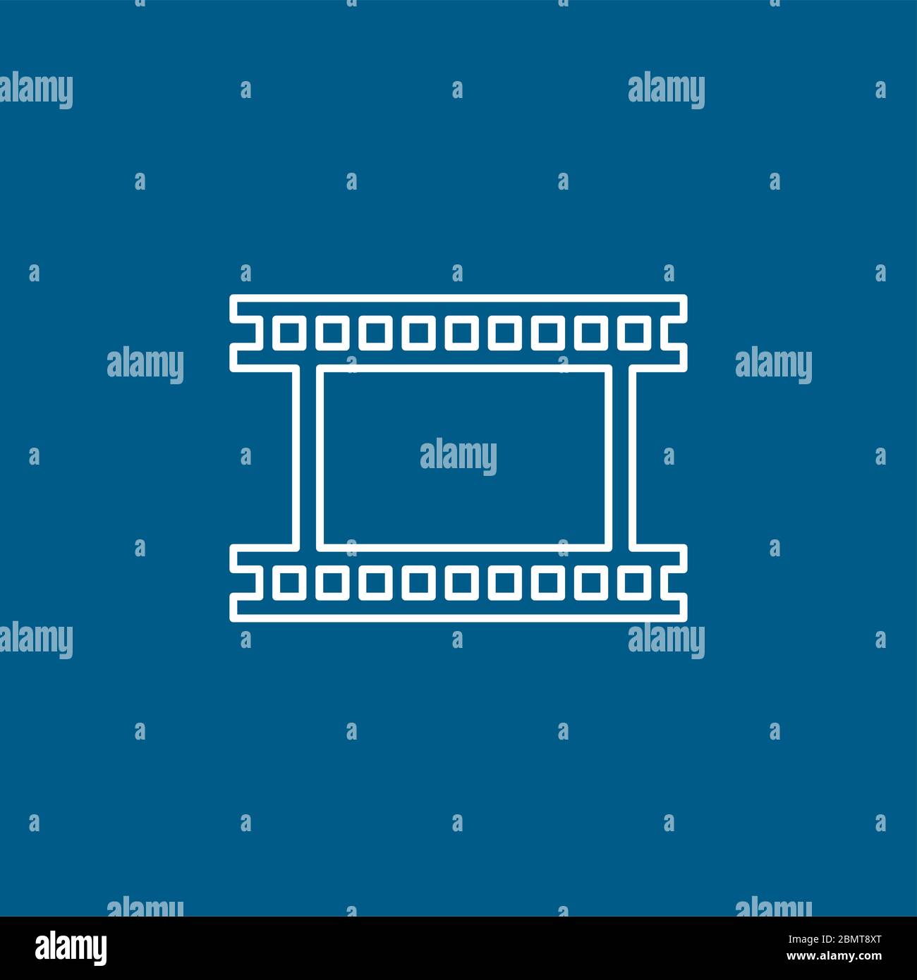 Film Strip Line Icon On Blue Background. Blue Flat Style Vector ...