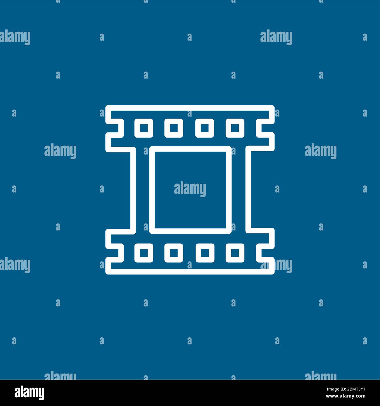 Film Strip Line Icon On Blue Background. Blue Flat Style Vector ...