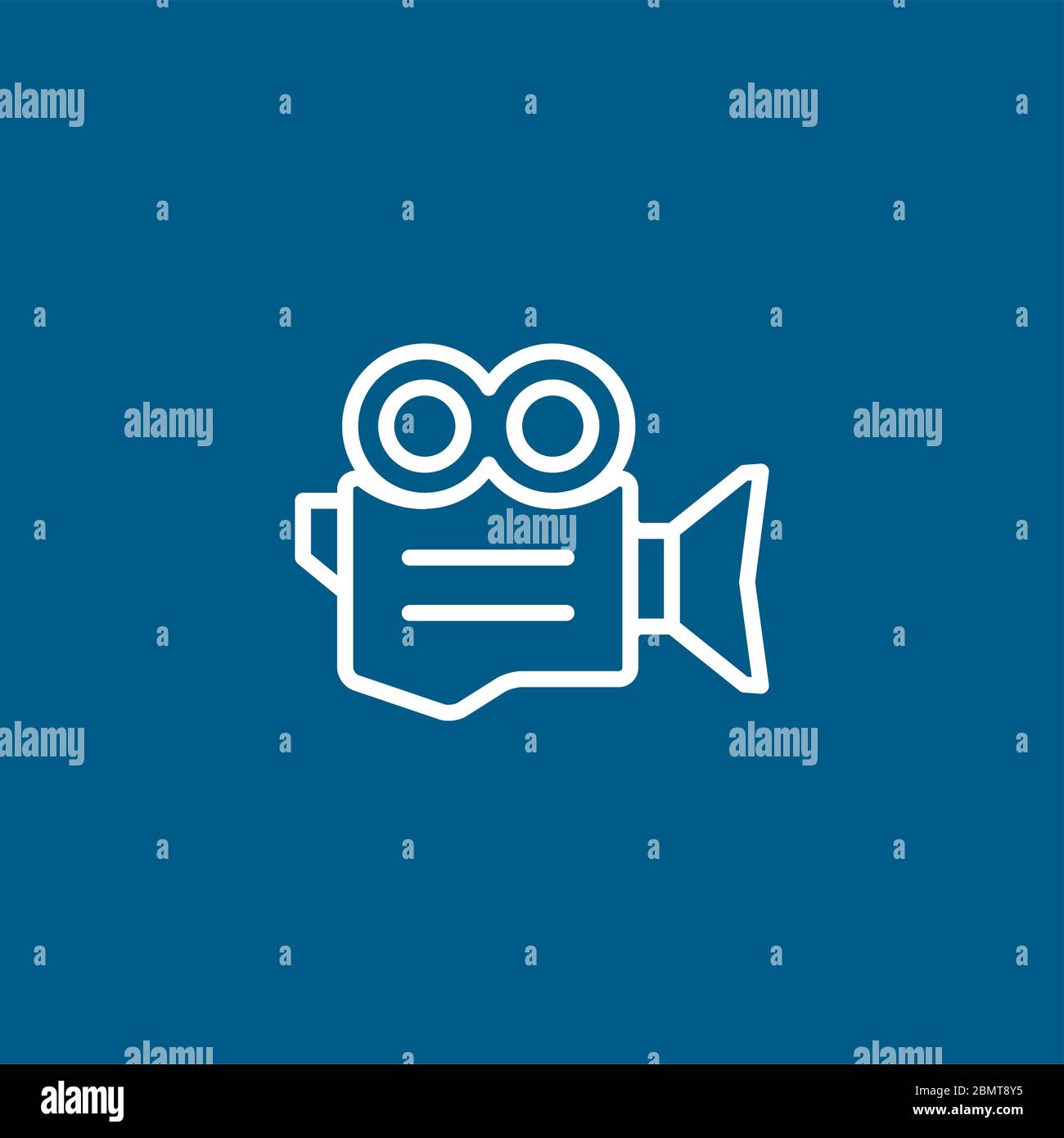 Film Camera Line Icon On Blue Background. Blue Flat Style Vector ...