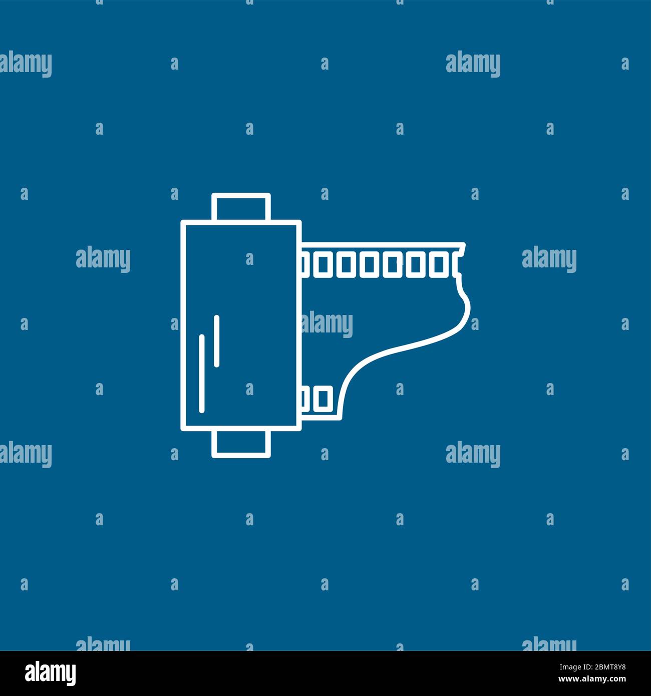Film Strip Line Icon On Blue Background. Blue Flat Style Vector ...
