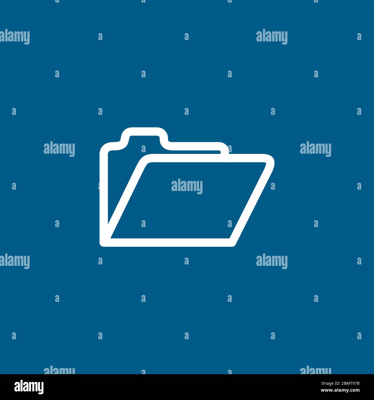 Folder Line Icon On Blue Background. Blue Flat Style Vector ...