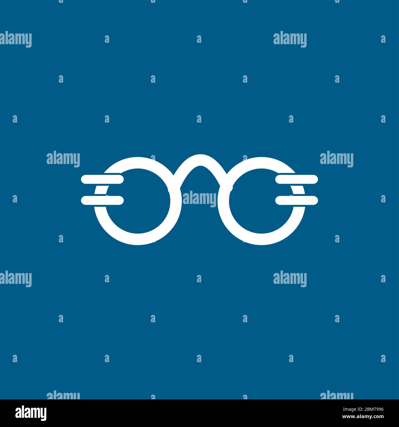Glasses Icon On Blue Background. Blue Flat Style Vector Illustration ...