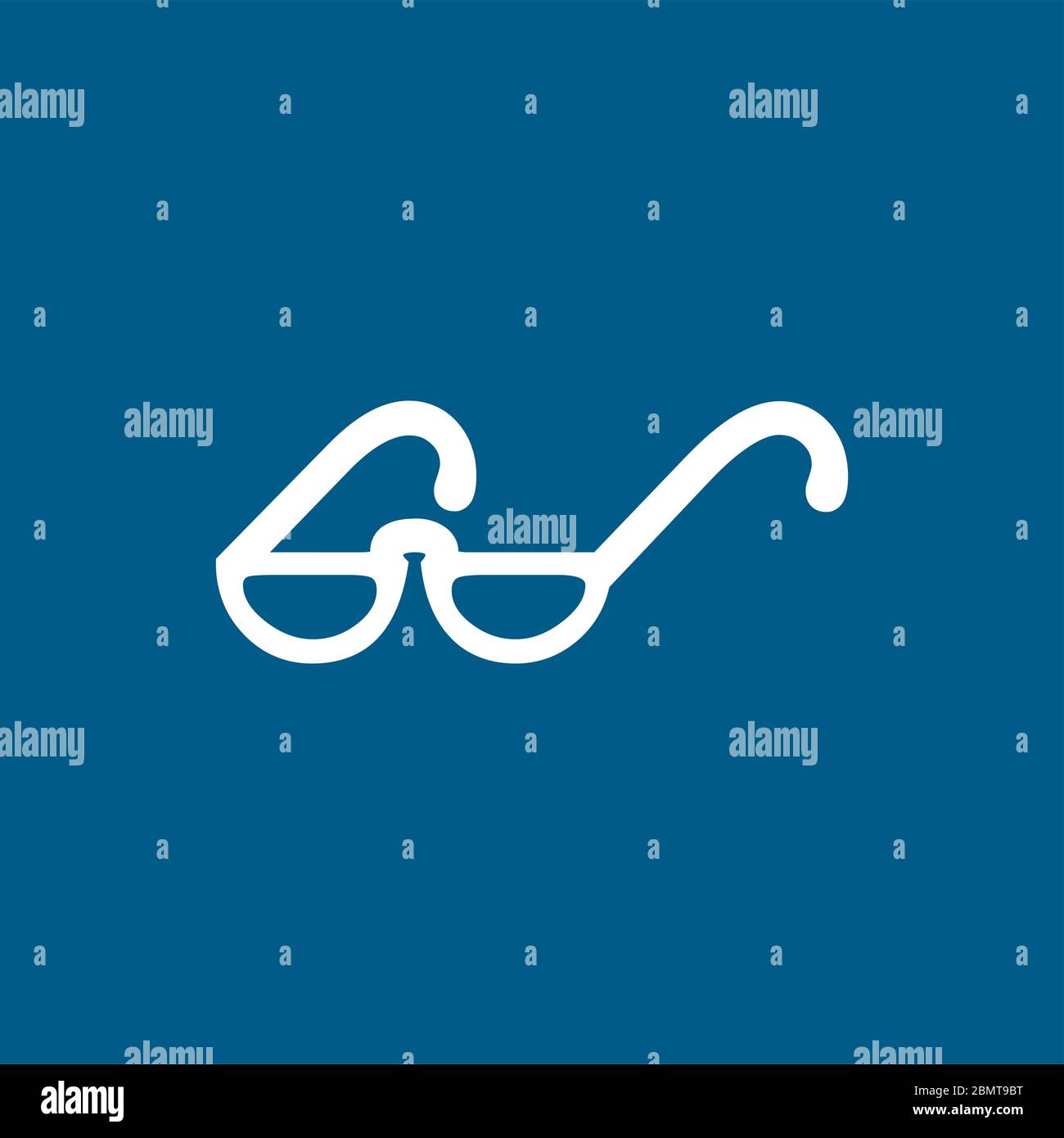 Glasses Icon On Blue Background. Blue Flat Style Vector Illustration ...