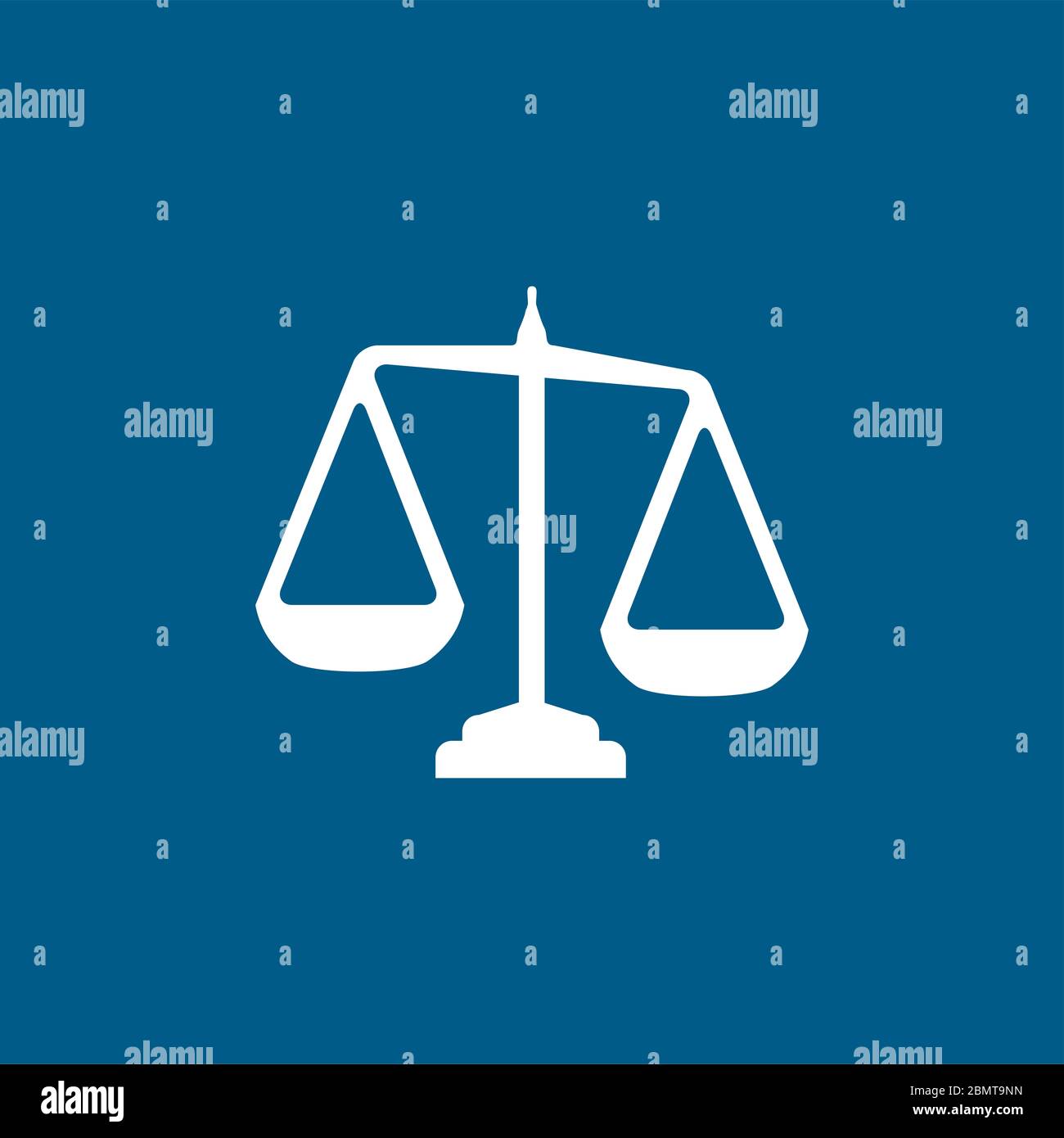 Justice Scales Icon On Blue Background. Blue Flat Style Vector ...