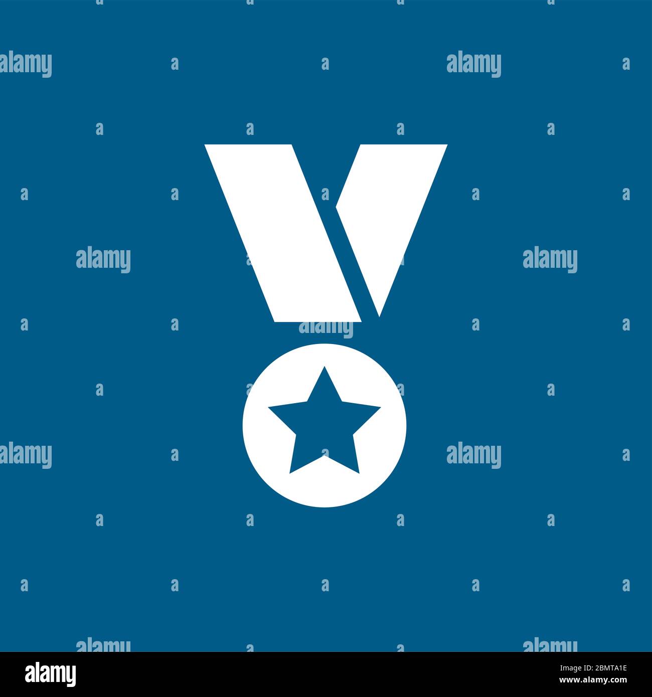 Medal Icon On Blue Background. Blue Flat Style Vector Illustration ...