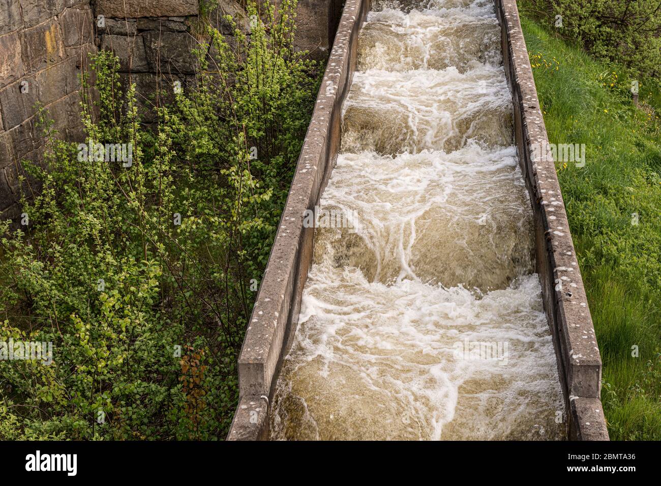 Fish ladder with running water Stock Photo Alamy