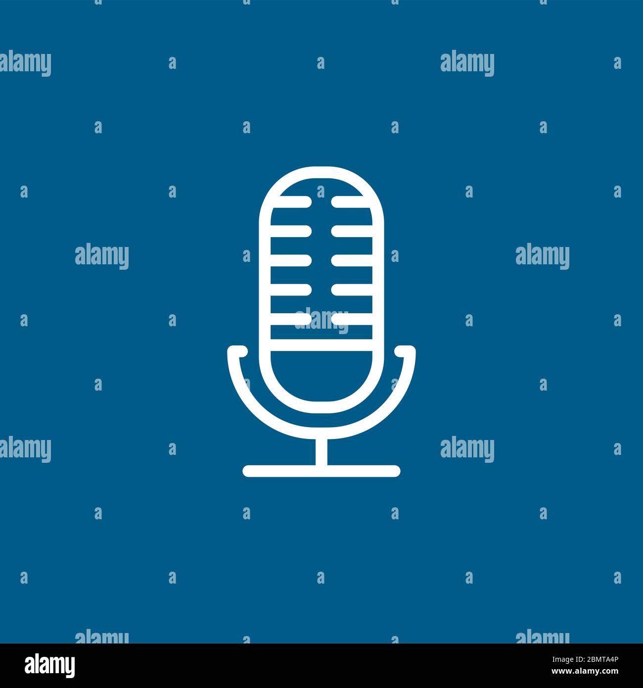 Microphone Line Icon On Blue Background. Blue Flat Style Vector ...