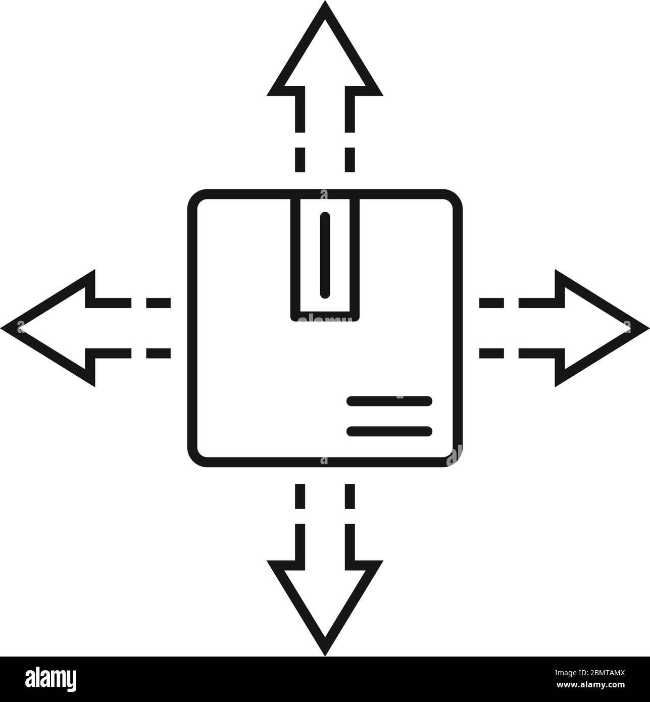 Box relocation direction icon. Outline box relocation direction vector icon for web design isolated on white background Stock Vector