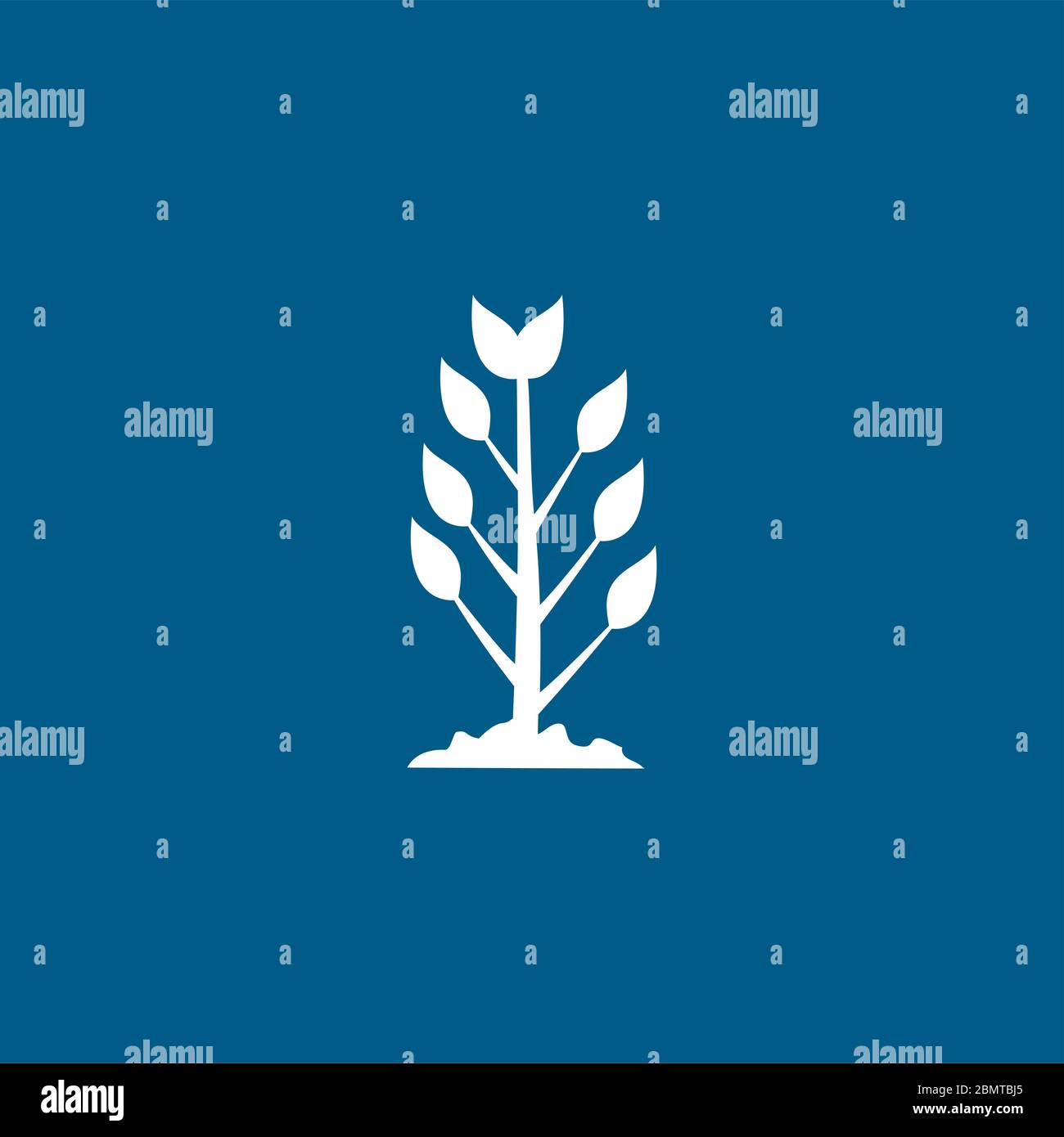Plant Icon On Blue Background. Blue Flat Style Vector Illustration ...