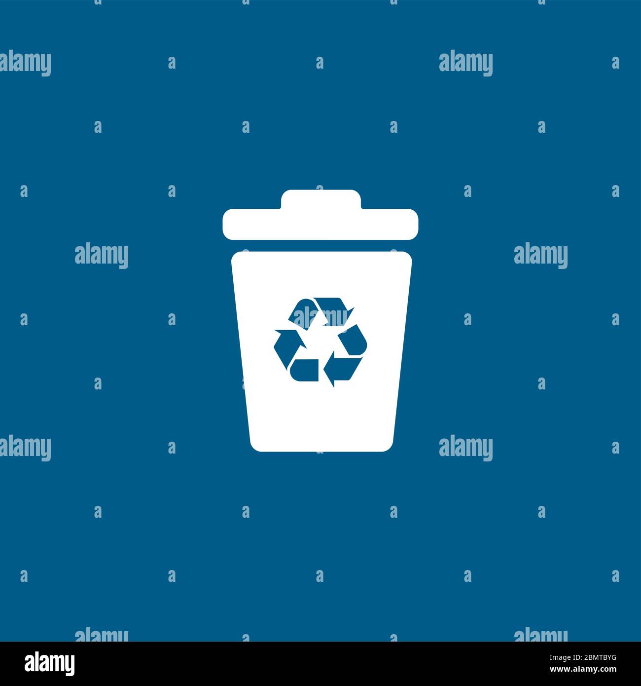 Recycle Bin Icon On Blue Background. Blue Flat Style Vector ...