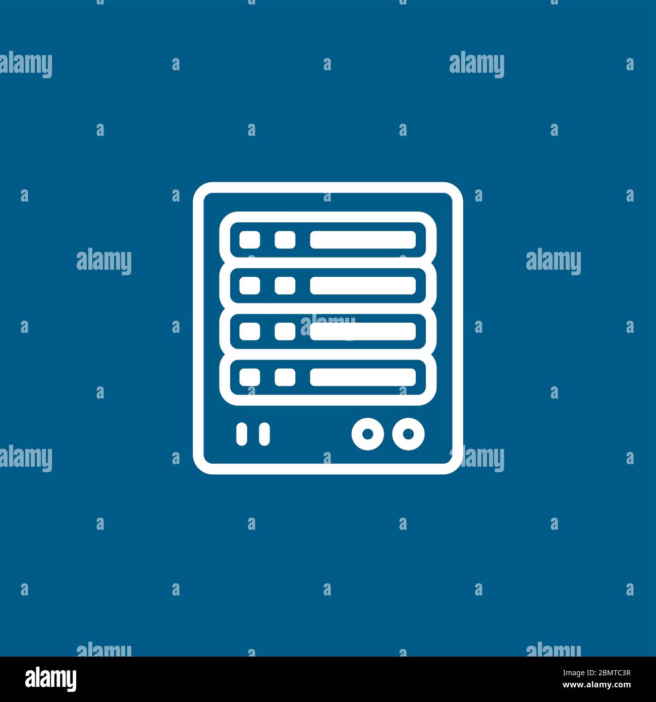 Server Line Icon On Blue Background. Blue Flat Style Vector ...