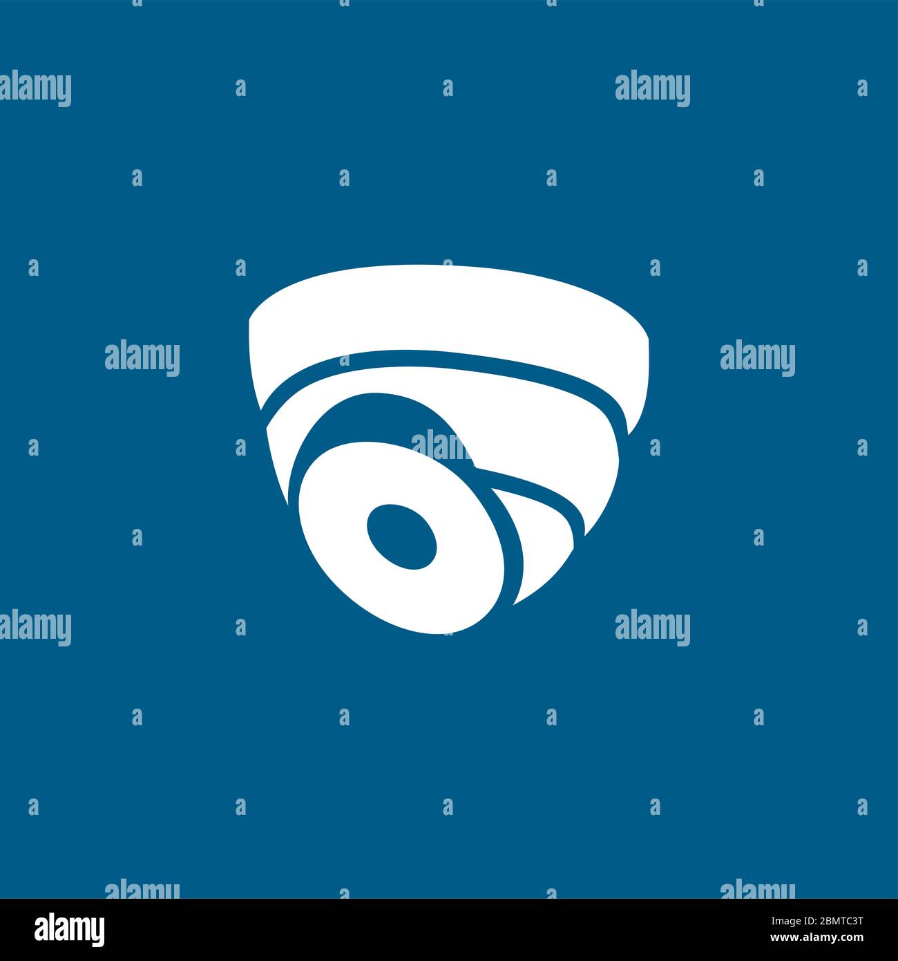 Security Camera Dome Icon On Blue Background. Blue Flat Style Vector