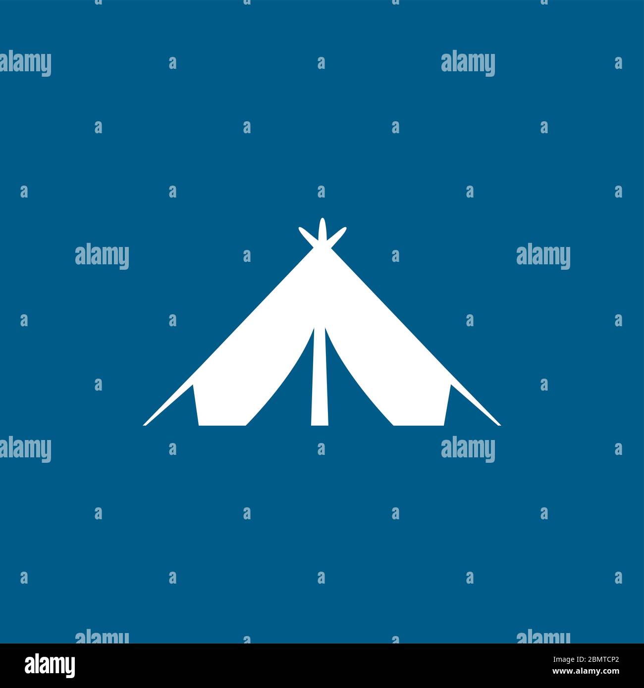 Tent Icon On Blue Background. Blue Flat Style Vector Illustration Stock ...