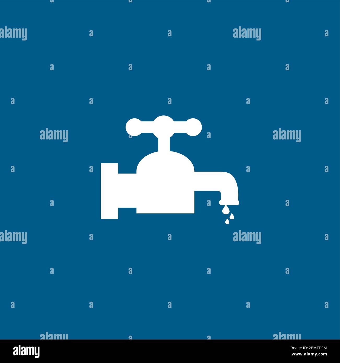 Water Tap Icon On Blue Background. Blue Flat Style Vector Illustration ...