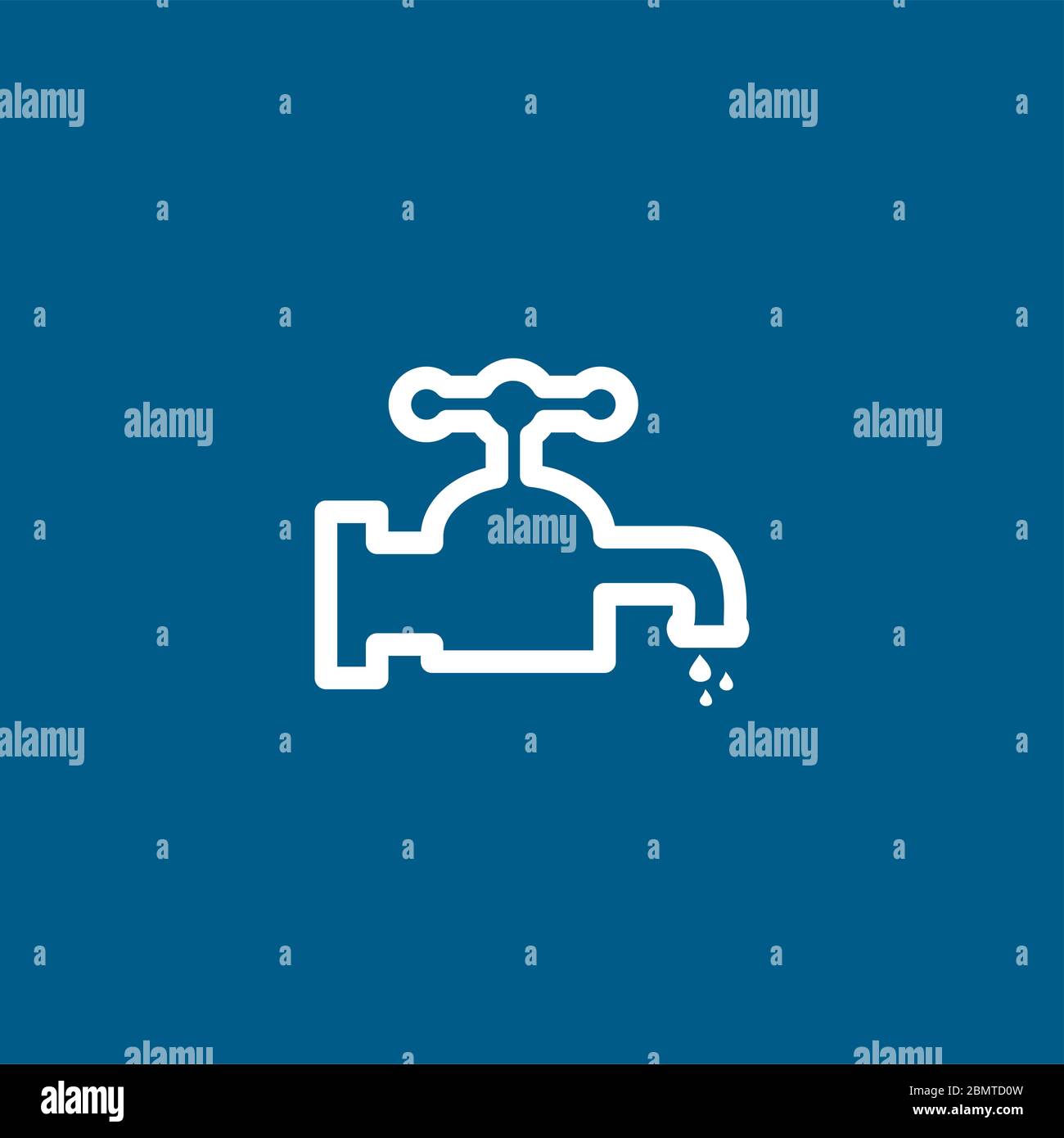 Water Tap Line Icon On Blue Background. Blue Flat Style Vector ...