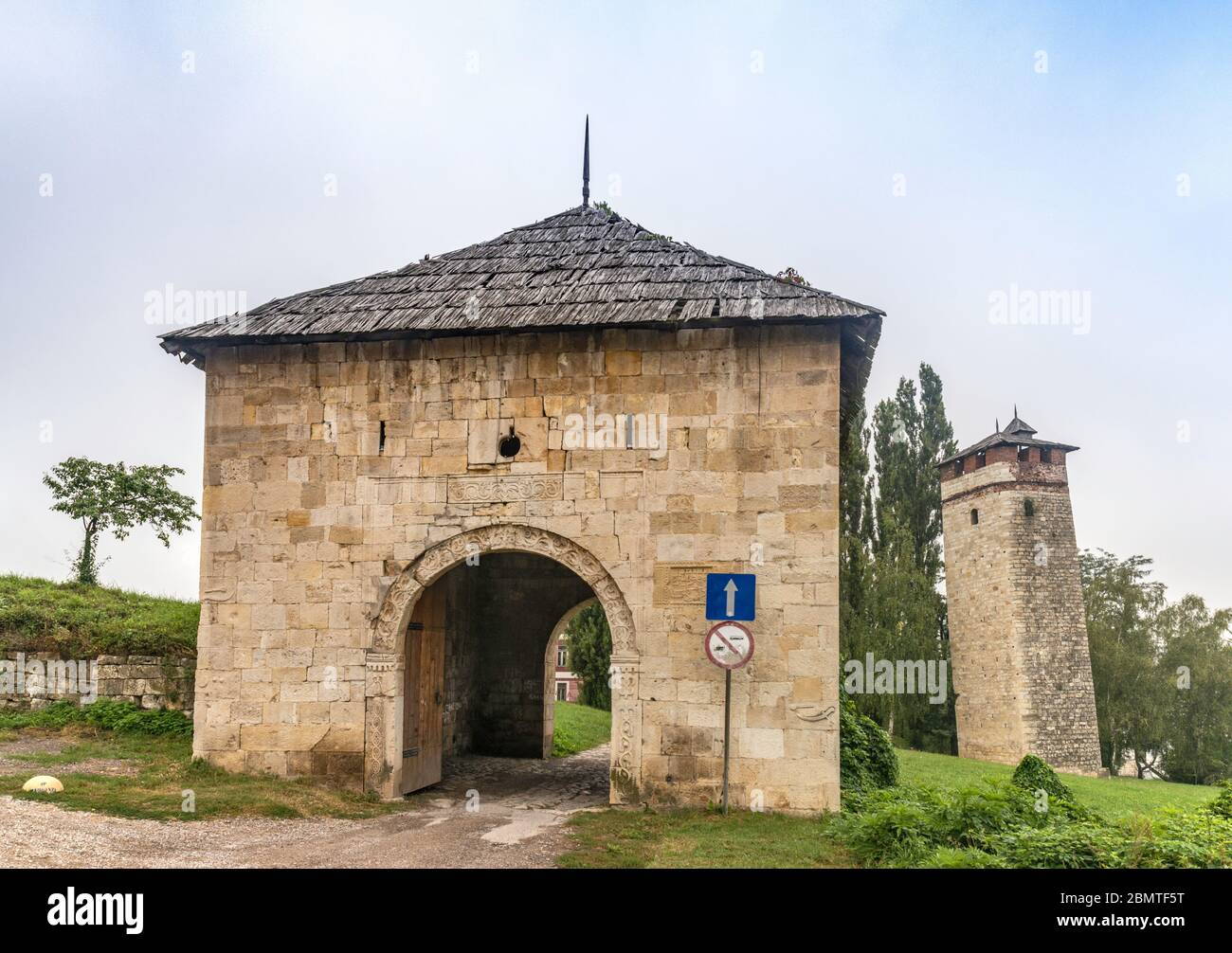 Gateway at Gradacac Castle, Tuzla Canton, Bosnia and Herzegovina, Southeastern Europe Stock Photo