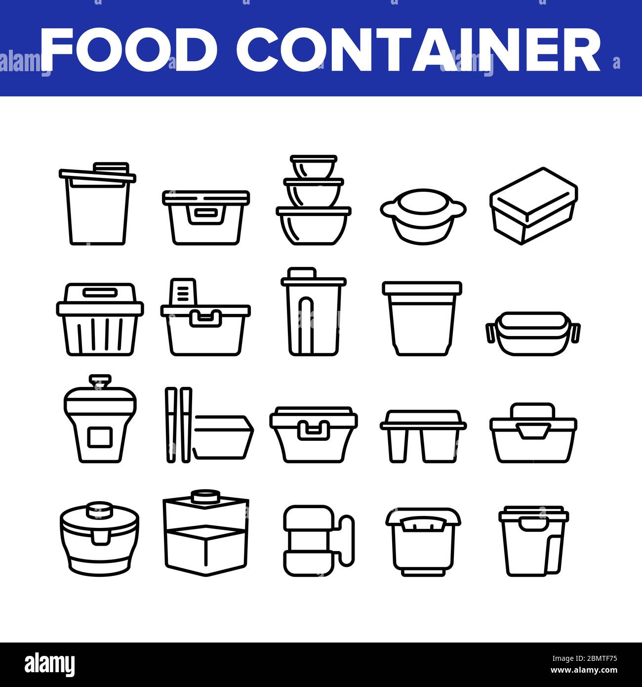Food Container Package Collection Icons Set Vector Stock Vector Image ...