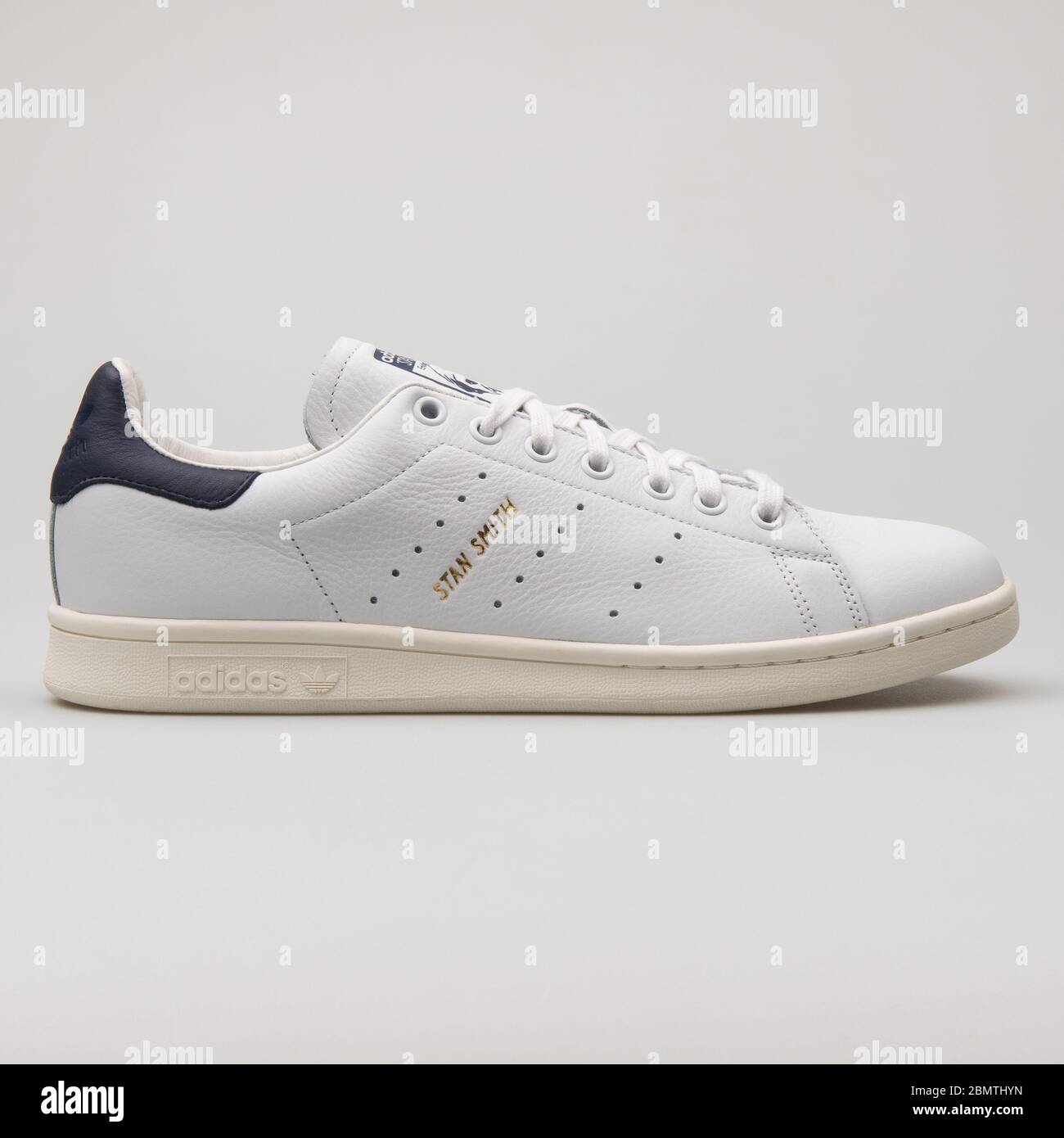 VIENNA, AUSTRIA - FEBRUARY 14, 2018: Adidas Stan Smith white and navy blue  sneaker on white background Stock Photo - Alamy