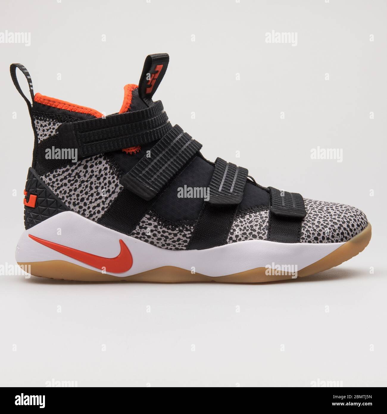 VIENNA, AUSTRIA - FEBRUARY 14, 2018: Nike Lebron Soldier XI SFG black,  orange and white sneaker on white background Stock Photo - Alamy