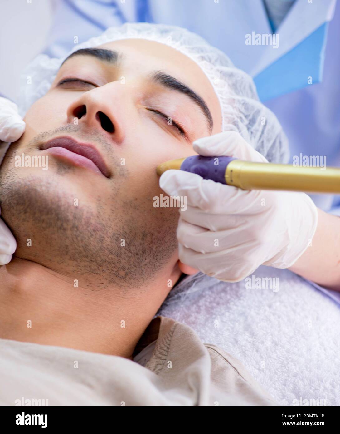 The man visiting dermatologyst for laser scar removal Stock Photo Alamy