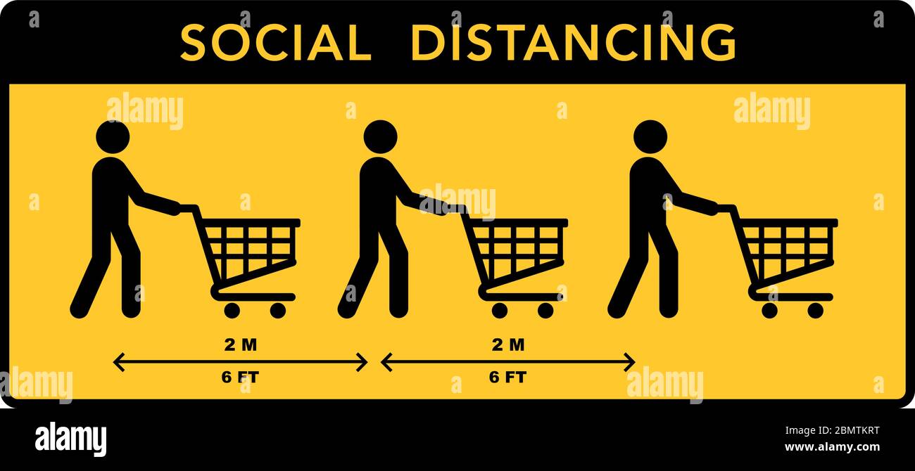 Social distancing banner. Keep the 2 meter distance. Coronovirus epidemic protective. Vector illustration Stock Vector