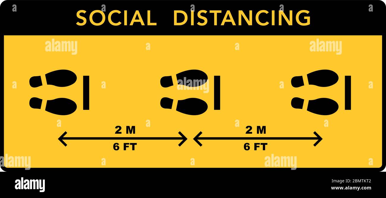 Social distancing banner. Keep the 2 meter distance. Coronovirus epidemic protective. Vector illustration Stock Vector