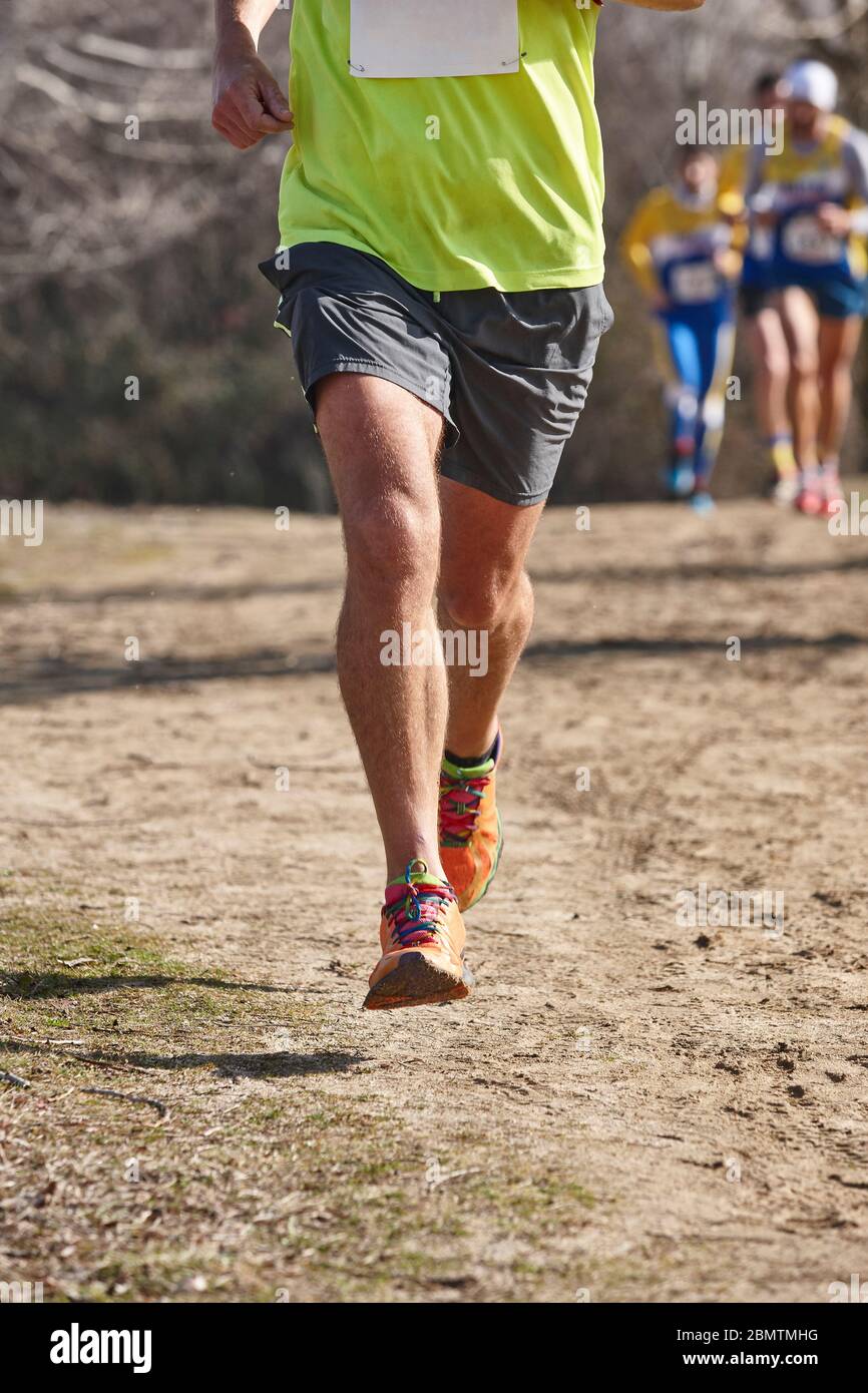 Cross country runners on a race. Active healthy lifestyle in Spain