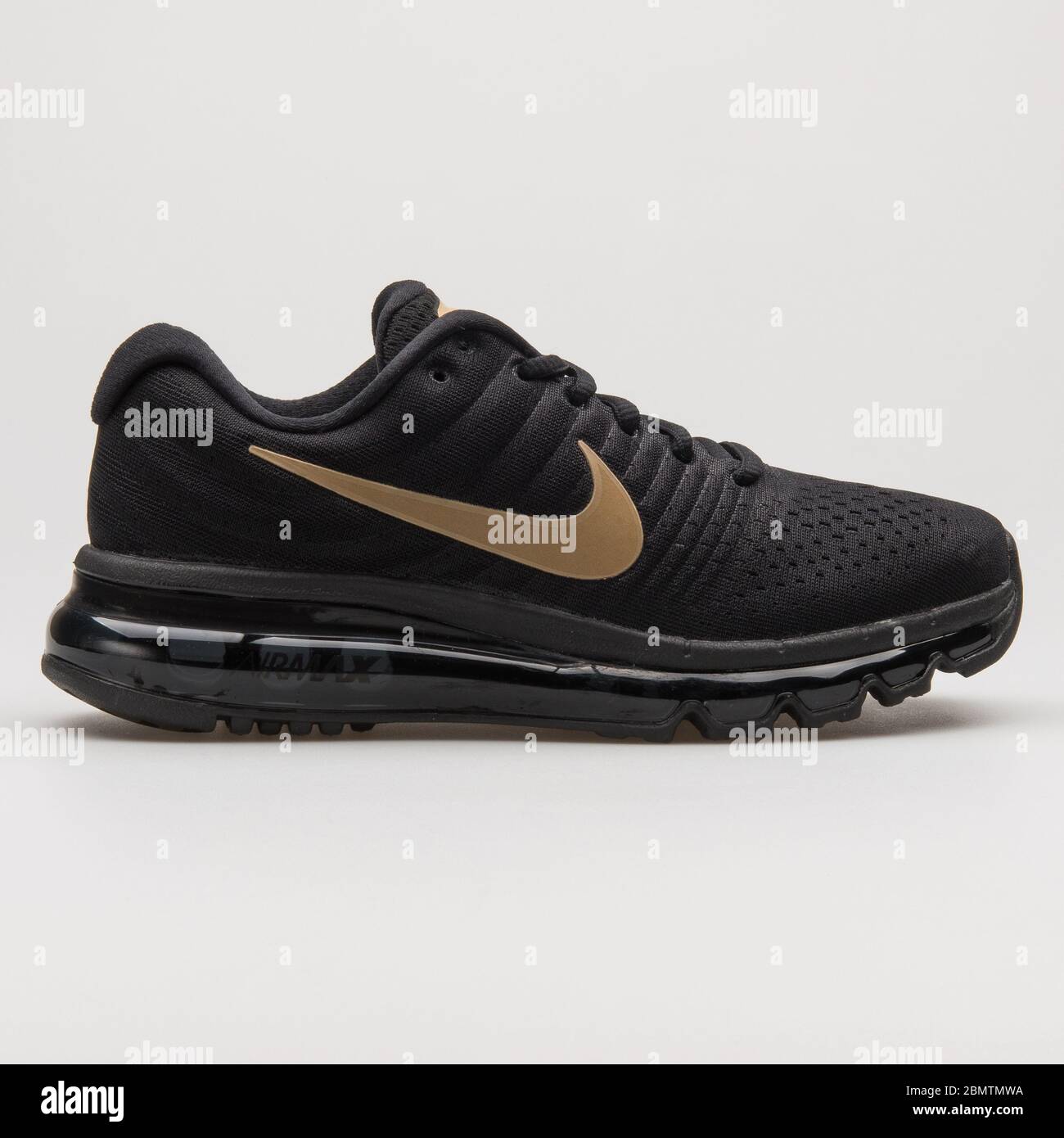 VIENNA AUSTRIA FEBRUARY 19 2018 Nike Air Max 2017 black and gold sneaker on white background Stock Photo Alamy