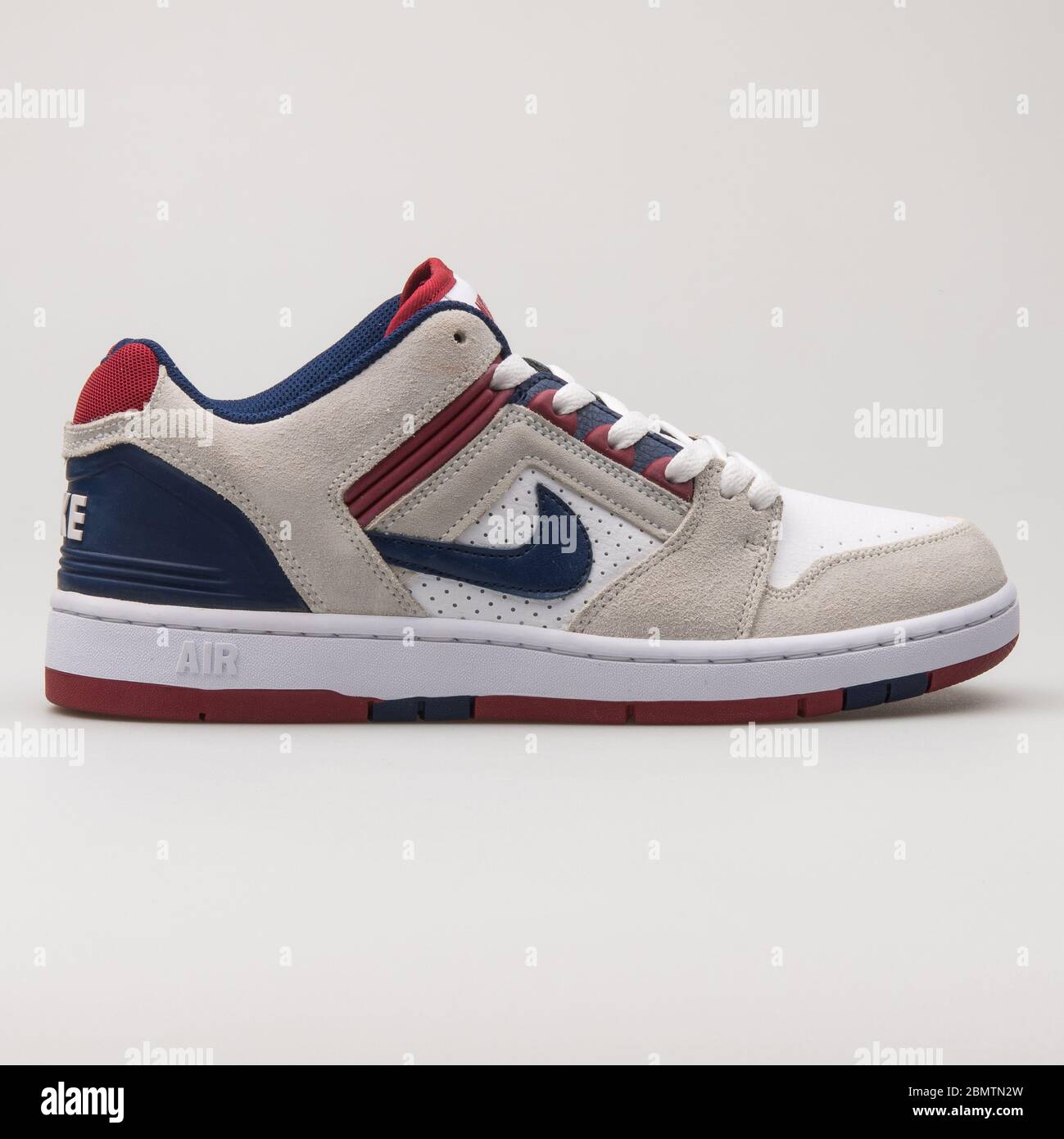 VIENNA, AUSTRIA - FEBRUARY 19, 2018: Nike SB Air Force 2 Low white, blue,  red and beige sneaker on white background Stock Photo - Alamy