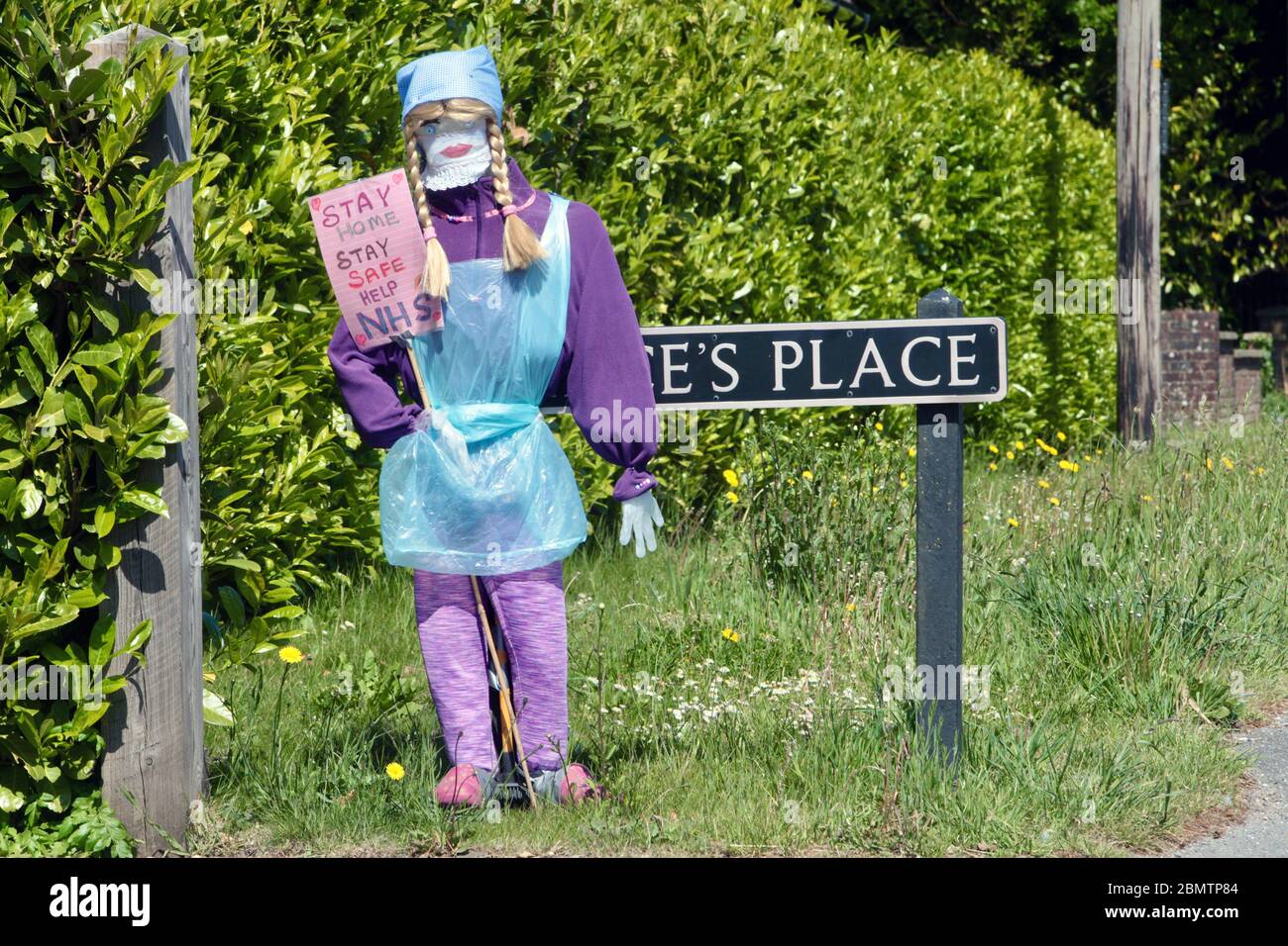 NHS scarecrow figure during Coronavirus lockdown Dorset UK May 2020 Stock Photo