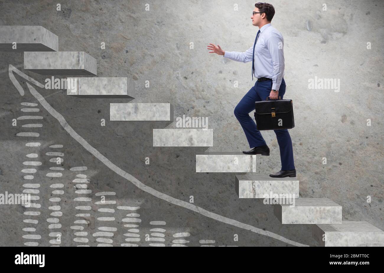 The young businessman climbing career ladder Stock Photo - Alamy