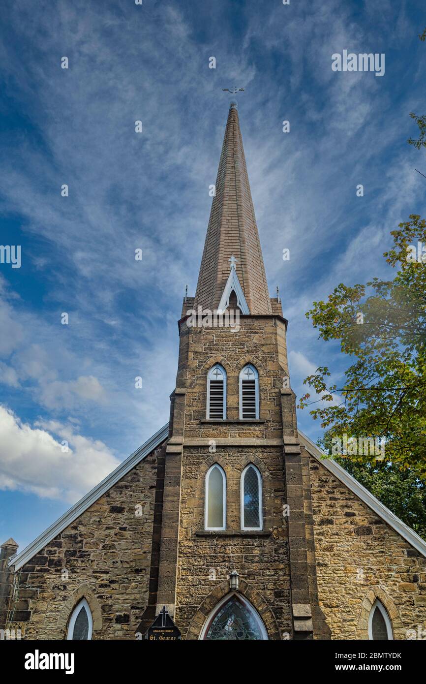 Old Stone Chuch in Canada Stock Photo