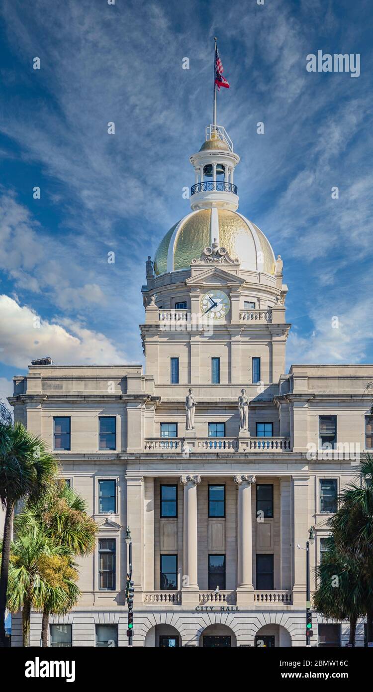 Savannah City Hall and Gold Dome Stock Photo Alamy